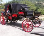 Calèche de présentation vis à vis double capote cuir